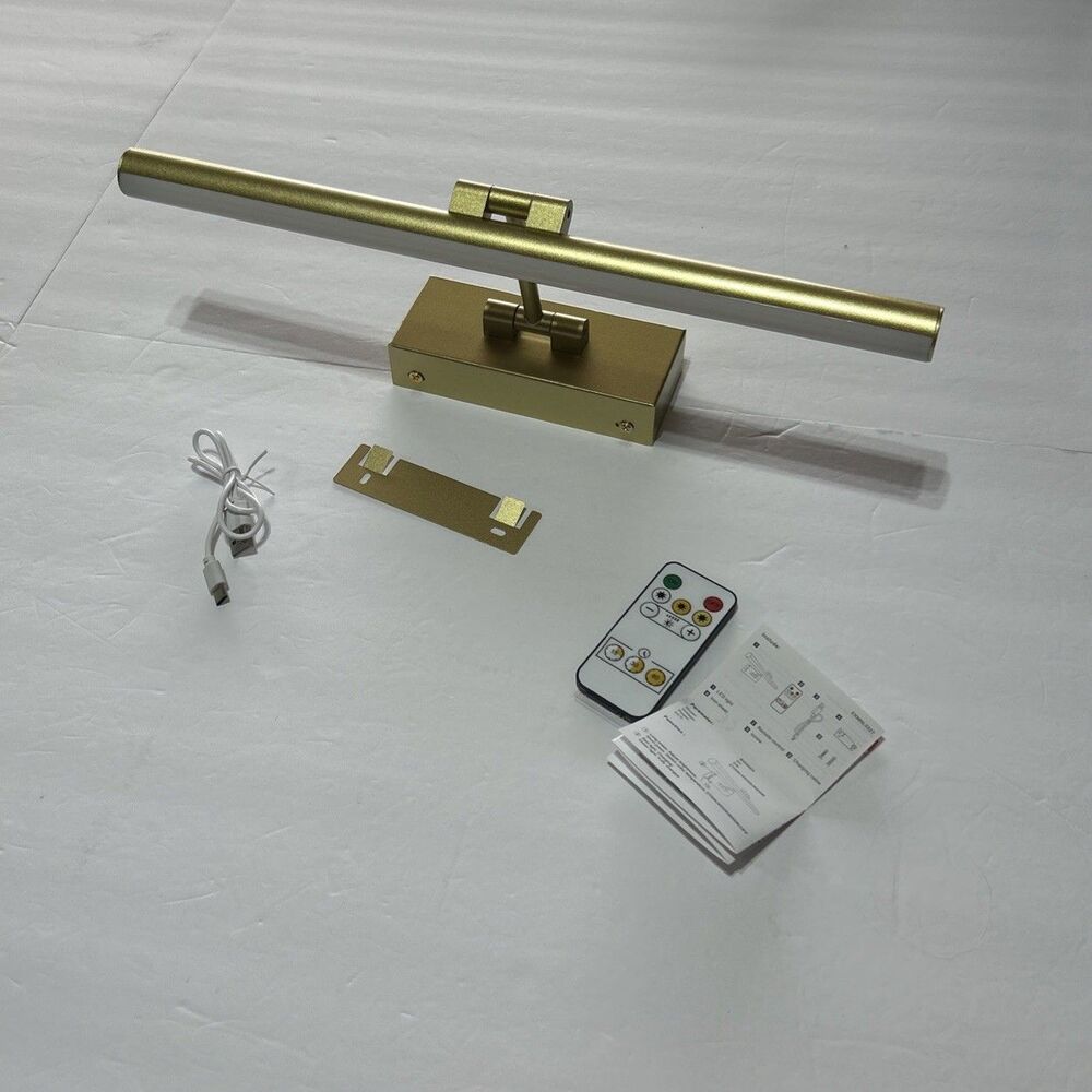 Rechargeable LED Picture Light Gold Cordless Wall Mount Lamp Desk Set of 2